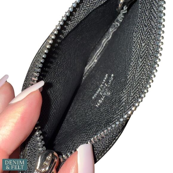 Louis Vuitton Monogram Canvas Key Pouch Coin Card Holder Chain Black~Grey - Picture 7 of 11